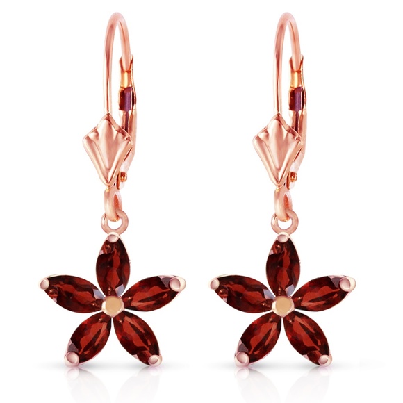 Galaxy Gold Products Jewelry - GOLD LEVER BACK EARRING WITH NATURAL GARNET